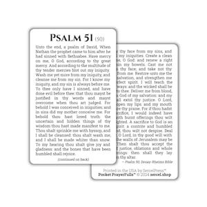 Psaume 51 : Pocket PrayerFulls™ | Cartes sacrées durables | Sainte Bible | Douay Reims | Écriture sainte | Psaumes