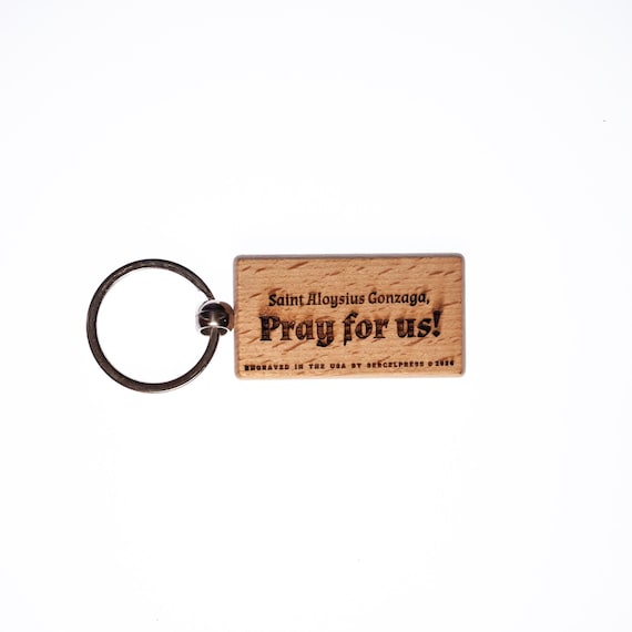 Saint Aloysius Gonzaga, Hand-colored, Solid Wood Keychain