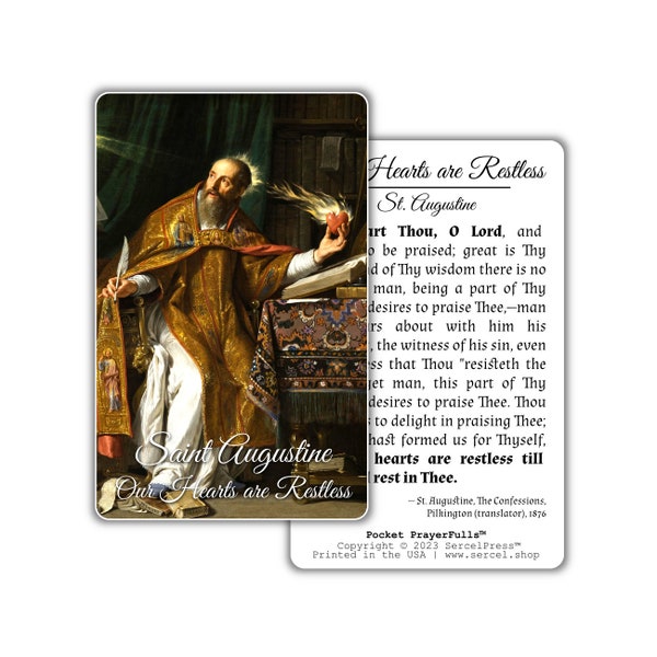 St. Augustine, Our Hearts are Restless: Pocket PrayerFulls™ | Durable Wallet Prayer Cards | Catholic Saints