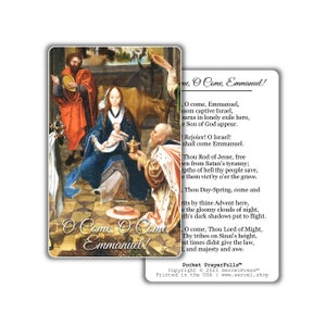 O viens, ô viens, Emmanuel : Pocket PrayerFulls™ | Cartes de prière durables pour portefeuille | Cadeau de l'Avent, Noël, Nativité | Hymnes catholiques