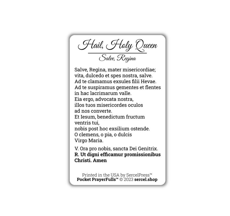 Hail, Holy Queen in Latin / Salve, Regina | Pocket Prayerfulls ...