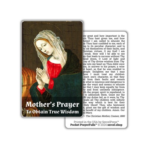 Modlitwa Matki o Prawdziwą Mądrość: Pocket PrayerFulls™ | Trwałe Karty Modlitewne w Portfelu | Modlitwy Katolickie