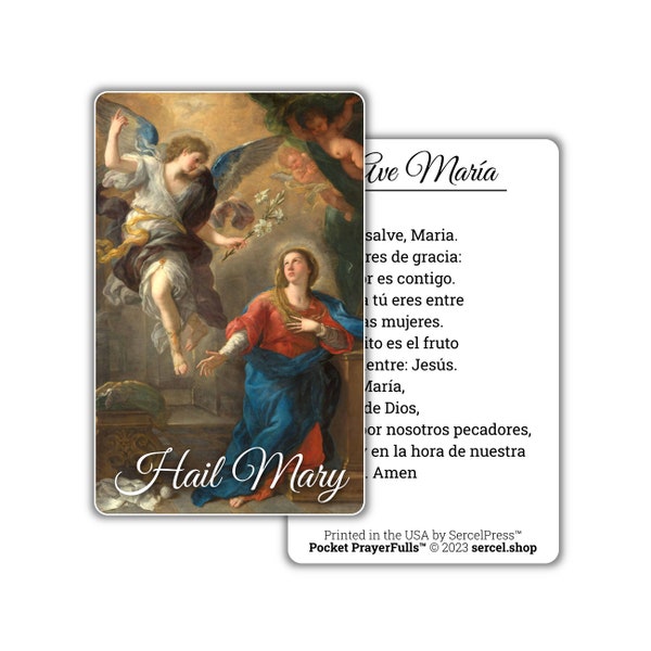 Hail Mary in Spanish / Ave Maria: Pocket PrayerFulls™ | Durable Wallet Prayer Cards | Catholic Prayers