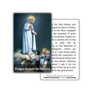 Prière avant le chapelet : Pocket PrayerFulls™ | Cartes de prière durables pour portefeuille | Prières catholiques