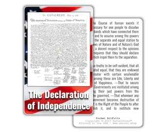 Declaration of Independence | Durable Wallet Patriotic Card | 4th of July | Independence Day | United States of America