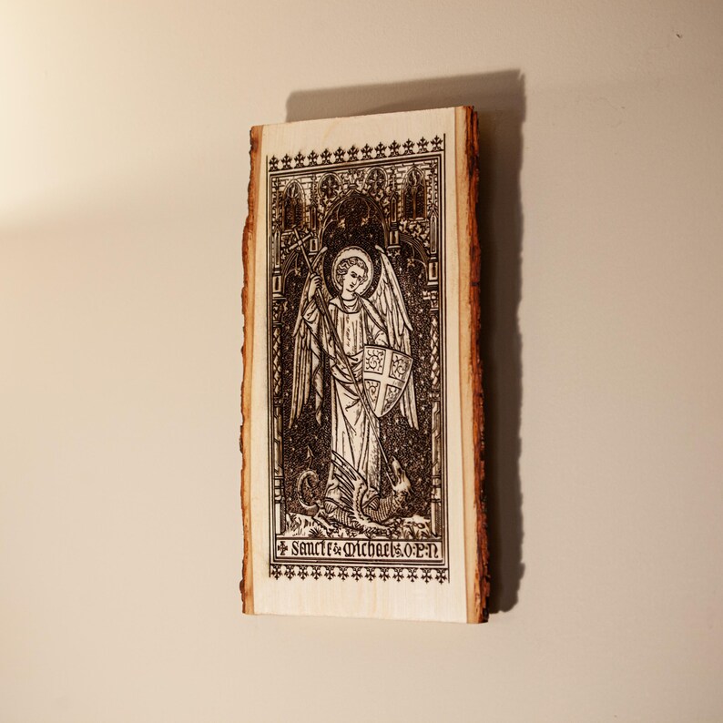 Saint Michael the Archangel, 6.5 X 11 Inch Laser-engraved Wood Wall Art ...