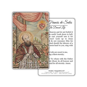 St. Francis de Sales, The Devout Life: Pocket PrayerFulls™ / Durable Wallet Holy Cards / Catholic Saints