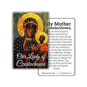 Our Lady of Czestochowa Prayer Card – Durable Plastic Holy Card – Black Madonna Catholic Wallet Card – Made in the USA – Pocket PrayerFulls™