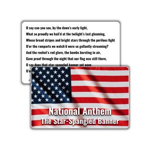 L'hymne national | La bannière étoilée | Carte patriote portefeuille durable | 4 juillet | Jour de l'Indépendance | les états-unis d'Amérique