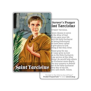 Saint Tarcisius, prière du serviteur d'autel : Pocket PrayerFulls™ | Cartes de prière durables pour portefeuille | Saints catholiques | Prières catholiques