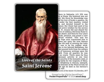 San Jerónimo, Vidas de los Santos: Tarjetas de Oración de Bolsillo™ / Tarjetas Sagradas de Bolsillo / Santos Católicos