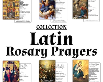 Latin Rosary Prayers Collection — Set of 6 Holy Cards | Pocket PrayerFulls™ | Uncompromising Holy Cards — Built to Last. Backed for Life