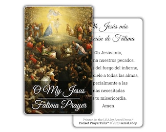 O My Jesus, Fatima Prayer in Spanish: Pocket PrayerFulls™ | Durable Wallet Prayer Cards | Catholic Prayers | Spanish Prayers