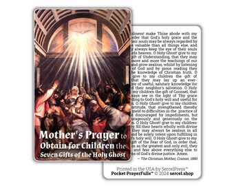 Oración de la Madre para obtener los dones del Espíritu Santo para sus hijos: Tarjetas de oración de bolsillo™ / Tarjetas de oración duraderas para billetera / Oraciones católicas