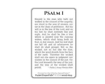 Psalm 1: Pocket PrayerFulls™ | Durable Wallet Holy Cards | Holy Bible | Douay-Rheims | Scripture | Psalms