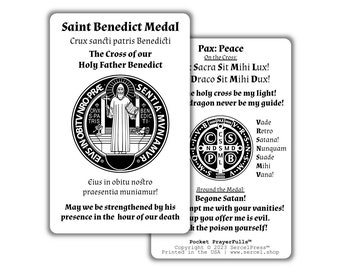 Saint Benedict Medal Explained: Pocket PrayerFulls™ | Durable Wallet Prayer Cards | Catholic Medals