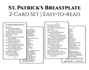 St. Patrick's Breastplate Prayer Card – Lorica of St. Patrick – 1 Card or 2 Card Set – Durable Plastic Catholic Holy Card – Made in the USA