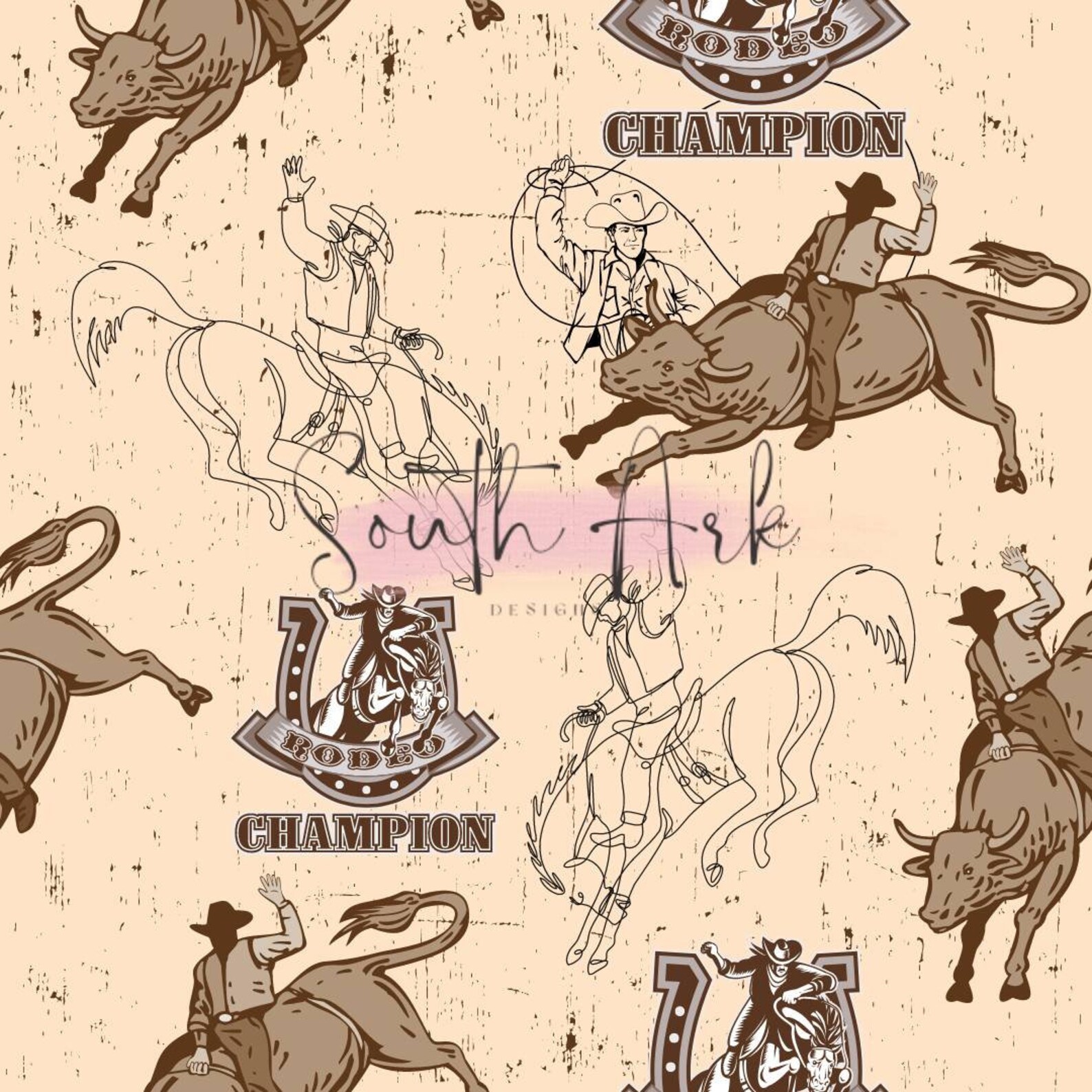 Rodeo Bull Riding Roper Horse Seamless File digital Download - Etsy