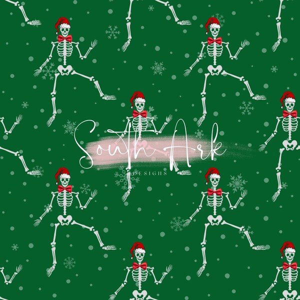 Dancing Santa skeletons seamless file *digital download*