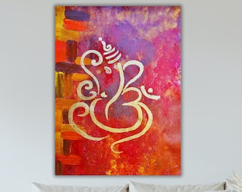 Moderne Ganesha-schilderij, Indiase schilderkunst, toegangsweg decor Ganesha-kunst, moderne Indiase kunst, Indiaas decor, schilderij hindoegod, Ganpati-schilderij