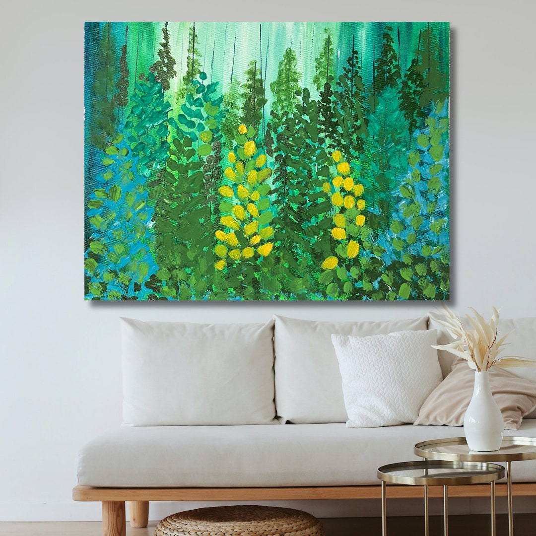 Abstract Forest Oil Painting, Green Tree Wall Art, Custom Canvas - Etsy