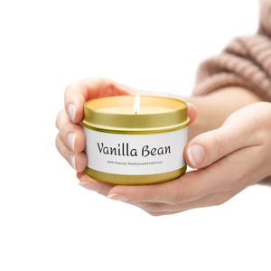 Vanilla Bean Tin Candles, Natural Scented Candles, Cozy Home Decor, Gift for Him & Her, Aromatherapy Candles, Relaxing Atmosphere