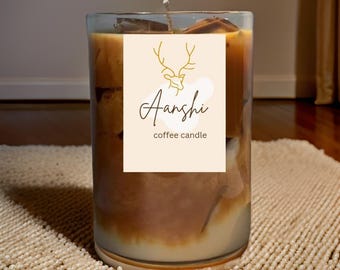Iced Coffee Candle | Coffee House Candle | Cold Brew Coffee Candle Iced Latte Coffee Scented Handmade Candle Ice Cube Design | Gift for Her