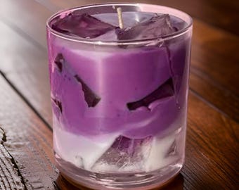 Iced Lavender latte candle 100% soy wax candle, Handmade Candle | Lavender Scented Candle with Ice Cube Design | Gift for Her