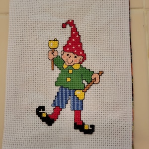 Cross Stitch Christmas Ornament - Jingle Bell Elf