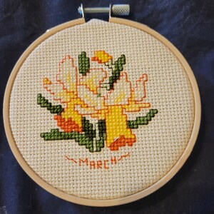 March Birth Month Flower Cross Stitch