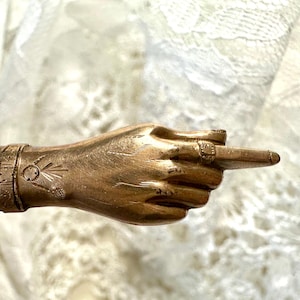 Rare Victorian Pointing Hand Pin Brooch Gold Fill / Rolled Gold Memento Mori Mourning Jewelry Esoteric Antique