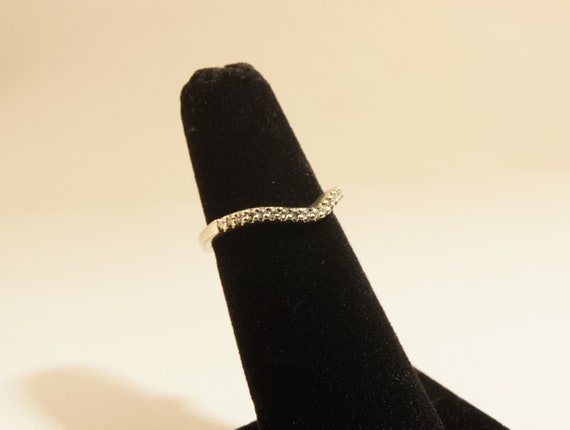 14k White Gold and Diamond Pave Band - Stackable … - image 2