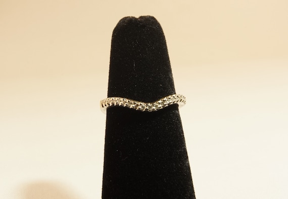 14k White Gold and Diamond Pave Band - Stackable … - image 1