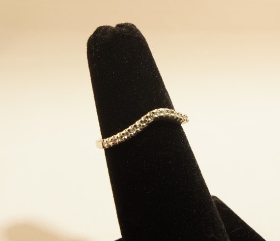 14k White Gold and Diamond Pave Band - Stackable … - image 4