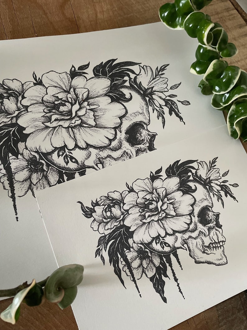 Floral Skull Art Fine Art Print - Etsy