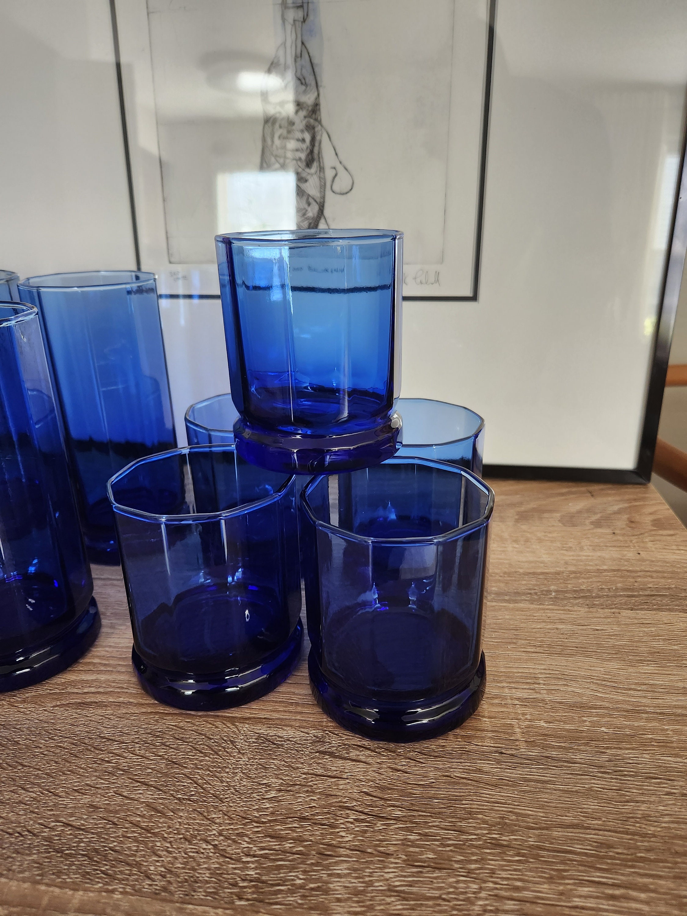 Vintage Blue Essex Glasses Anchor Hocking Essex Denim Blue Ice Tea