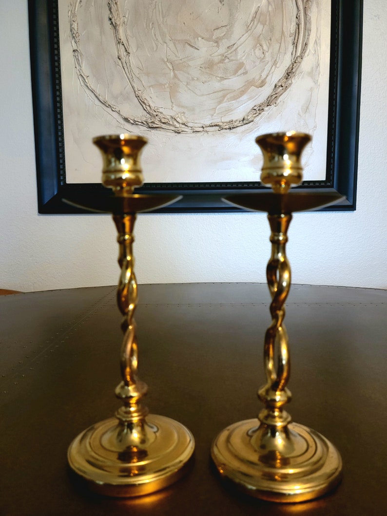 Vintage Pair of Ethan Allen Solid Brass Candlestick Holders Etsy