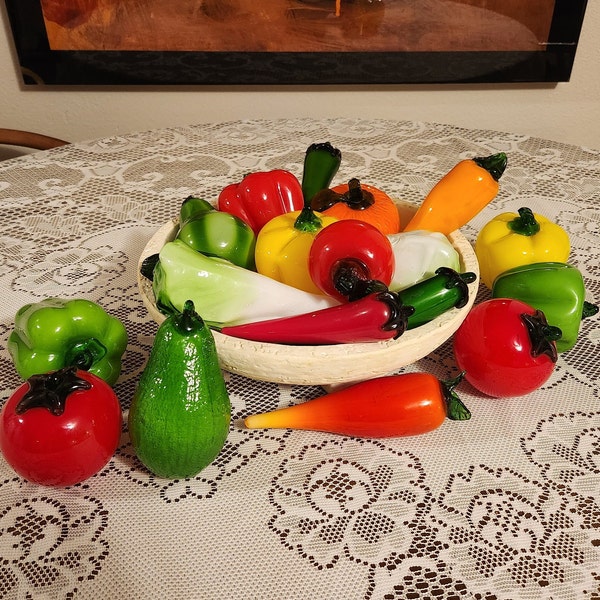 Vintage Murano Style Glass Fruit and Vegetables