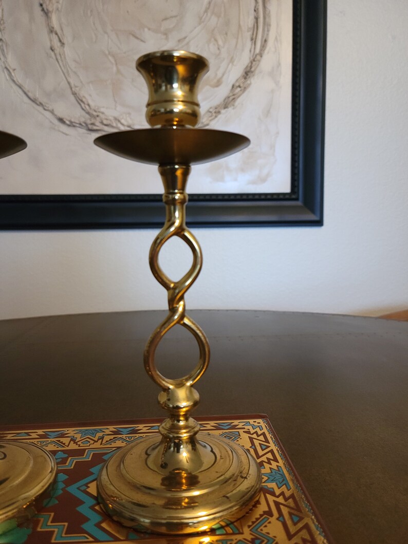 Vintage Pair of Ethan Allen Solid Brass Candlestick Holders Etsy