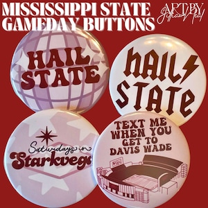 Mississippi State Game-day Buttons | Mississippi State University Official Licensed Crafter | 2.25 inches