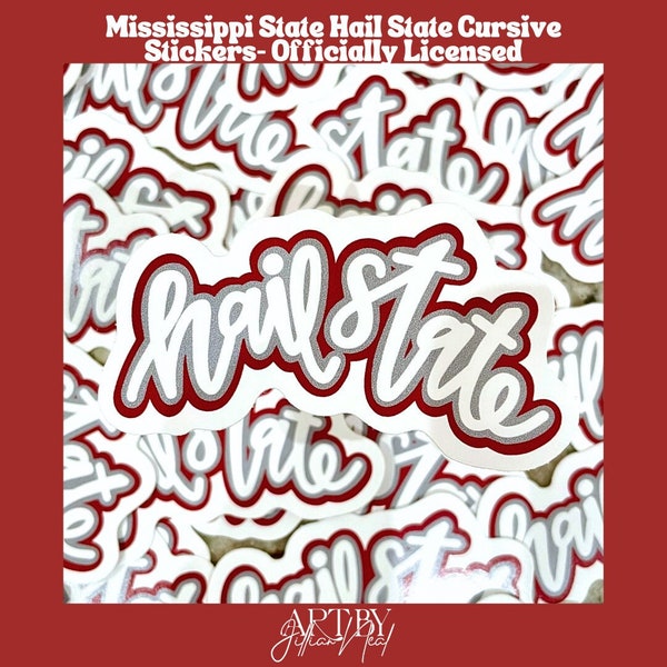 Mississippi State Hail State Cursive Sticker | Mississippi State University Official Licensed Crafter | 3 In. Long