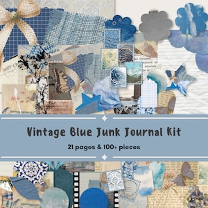 Vintage Blue Junk Journal Printable Kit: Digital Download