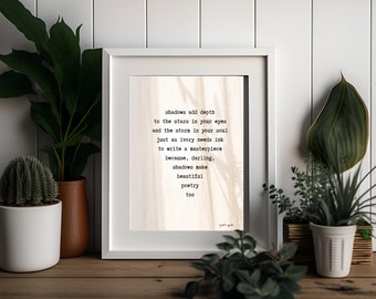 Inspirational Poetry Print - Journey from Shadows to Light - Digital Art Download