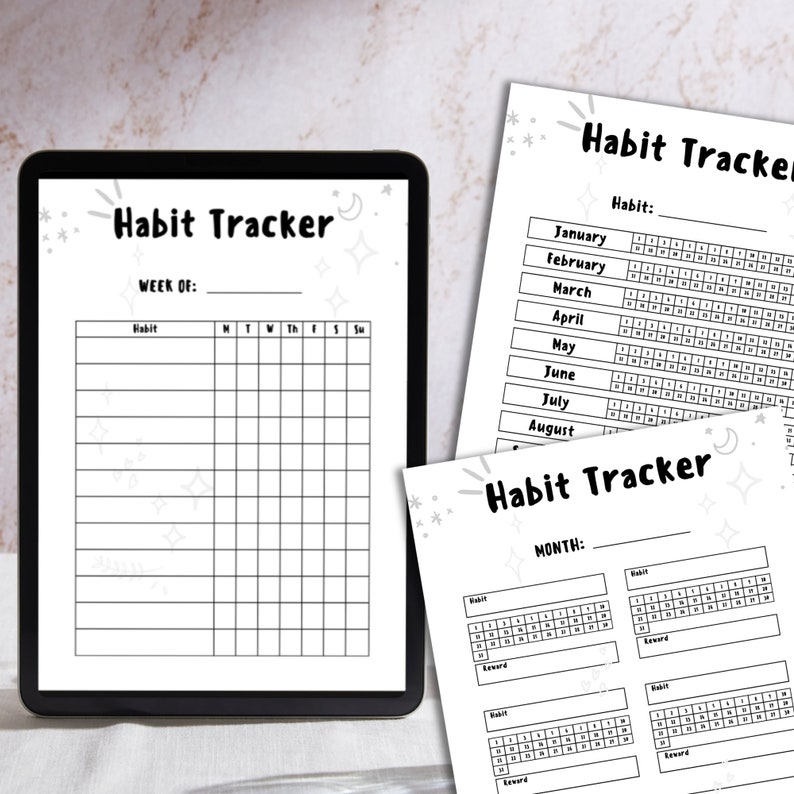 Habit Tracker Bundle - Cute Printable PDF - Daily to Do List - Weekly ...