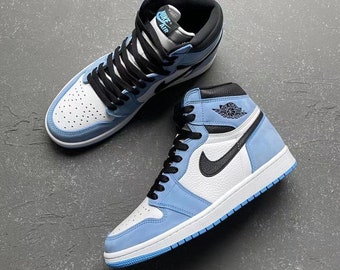 Custom AJ1 "University blue" Shoes Mens Shoes Sneakers & Athletic Shoes Tie Sneakers 
