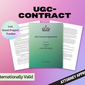 UGC Contract Template | UGC Creator | creator contract | UGC portfolio | influencer contract | user generated content | Editable Word, Canva