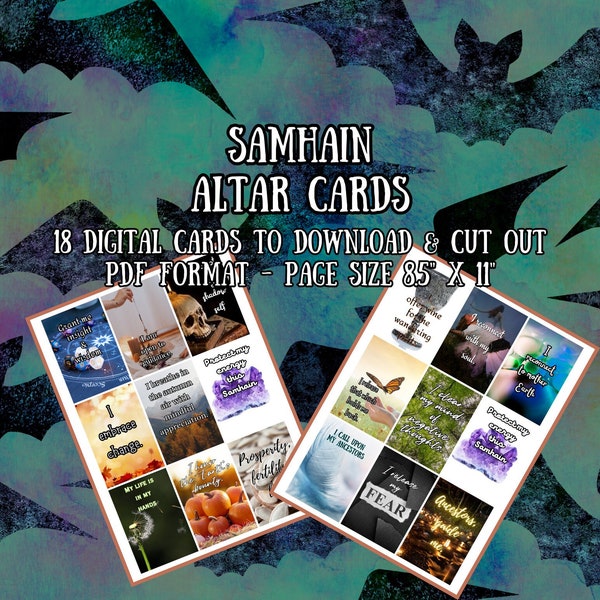 Samhain Altar Affirmation Cards for Instant Download | Celebrate Samhain with Altar Cards for Manifestation | Wicca Altar Cards | Halloween