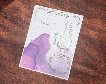 Spell Jar Recipe Pages, Witch Grimoire, Book of Shadows (PDF)