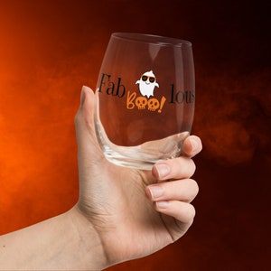 FabBOOlous Ghost Halloween Witchy Verre à vin sans pied, Verres de fête d&#39;Halloween, Cadeau d&#39;amateur de vin, Cadeaux pour les sorcières