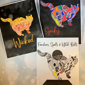Set of 3 Digital Download Cat Familiar Art for Your Witchy Space